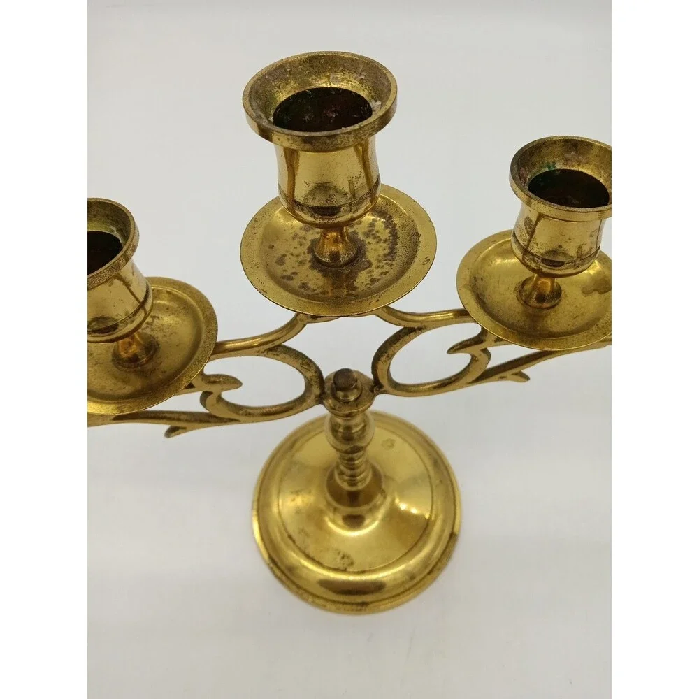 Vintage Brass 5 Arm Ornate Victorian Candelabra Japan 9X12.5